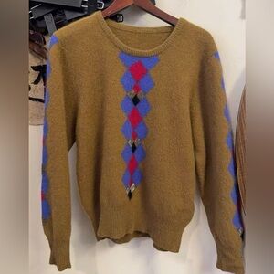 Mustard Argyle Pattern Cashmere Wool blend Sweater